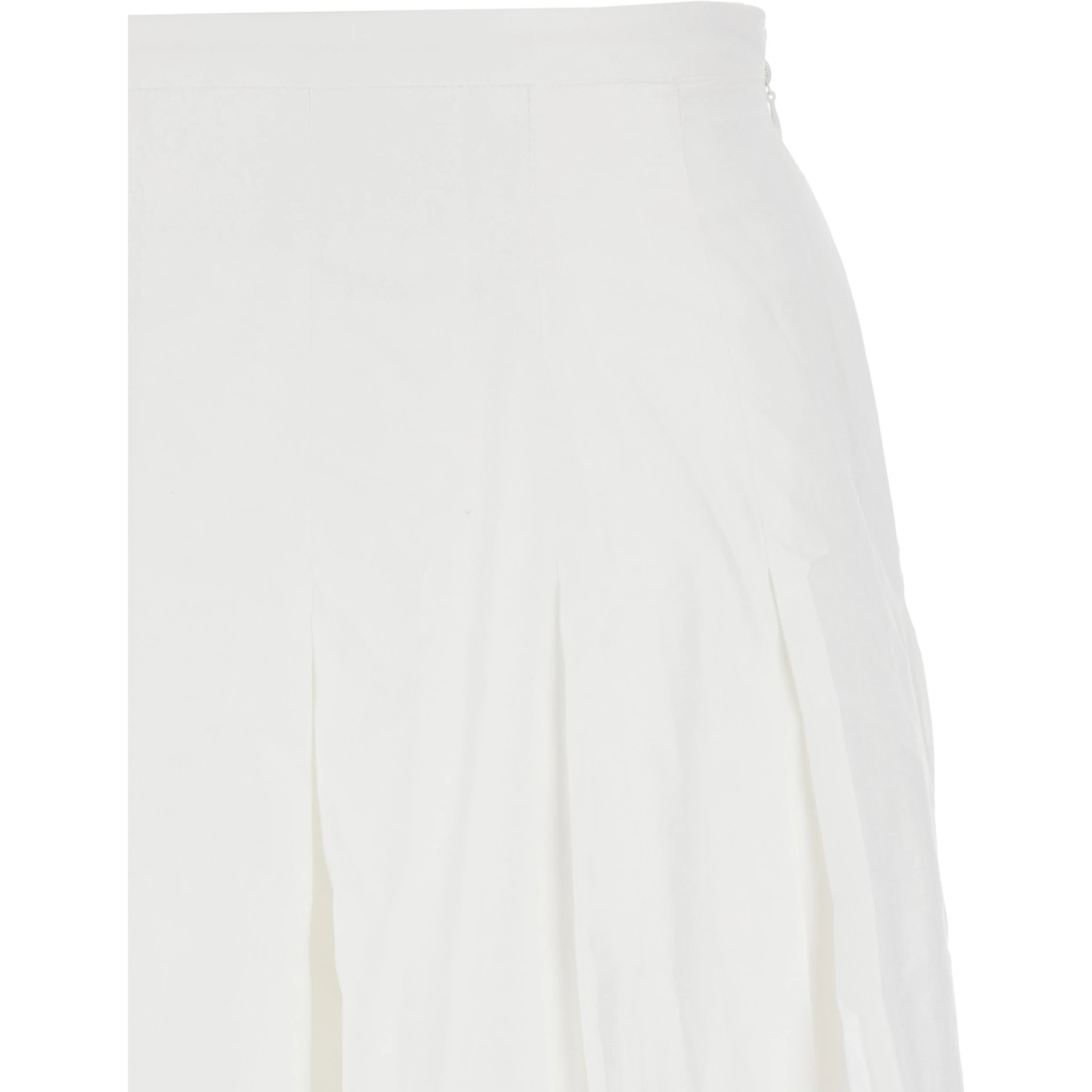 White Skirt with Balloon Design and Pleated Details in Viscose Woman