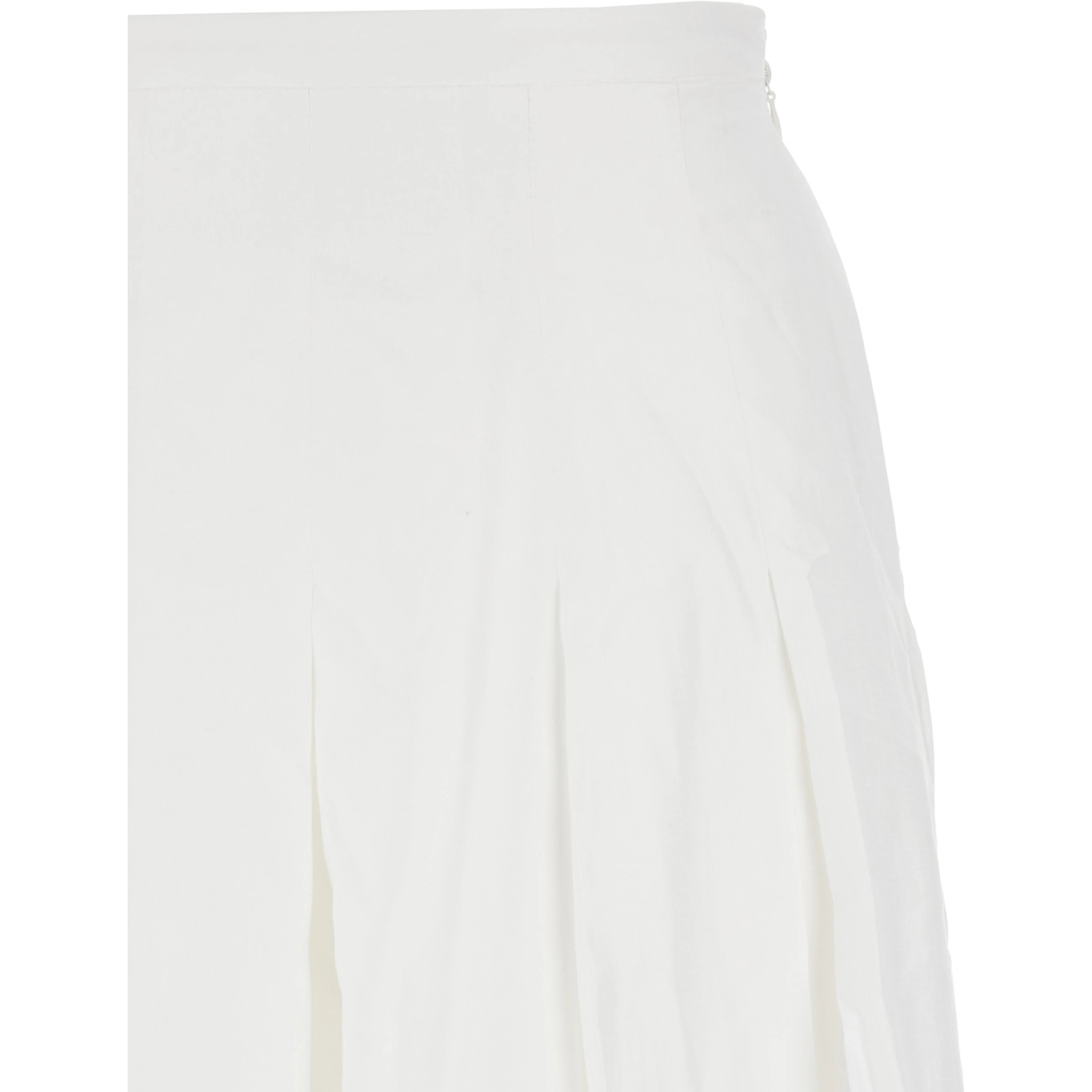 White Skirt with Balloon Design and Pleated Details in Viscose Woman
