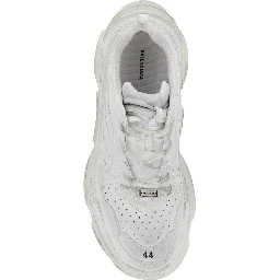 Triple S Sporty White Sneaker with 3B Logo Embroidered on the Side and Worn Effect in Tech Fabric Man