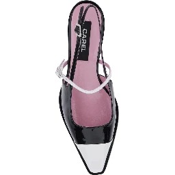 Cecile Black Slingback Pumps with Contrasting Toe and Sculpted Heel in Leather Woman