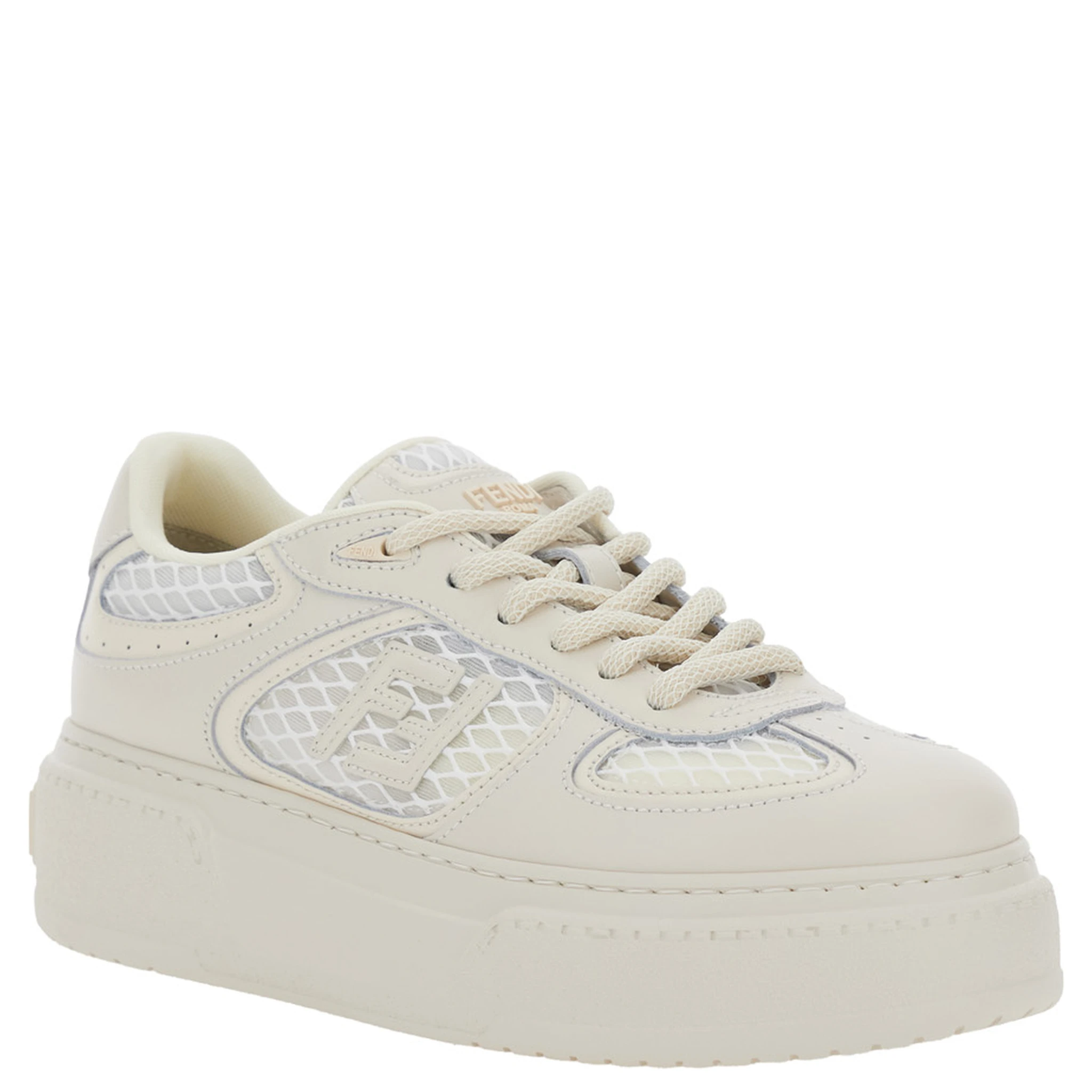 Match White Sneakers With Mesh Inserts And Embossed Logo On The Back In Leather Woman