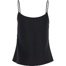 Black Tank Top with U Neckline in Satin Fabric Woman