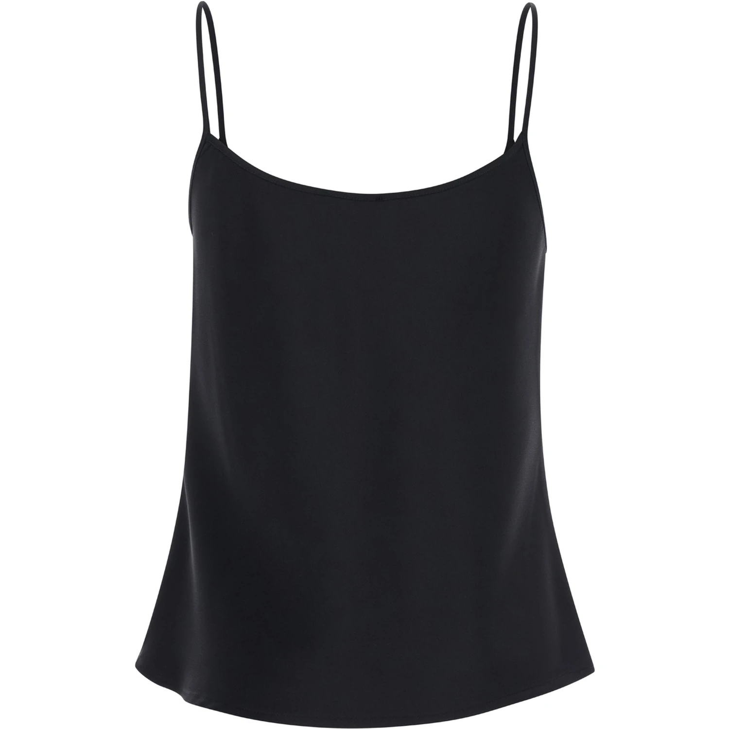 Black Tank Top with U Neckline in Satin Fabric Woman