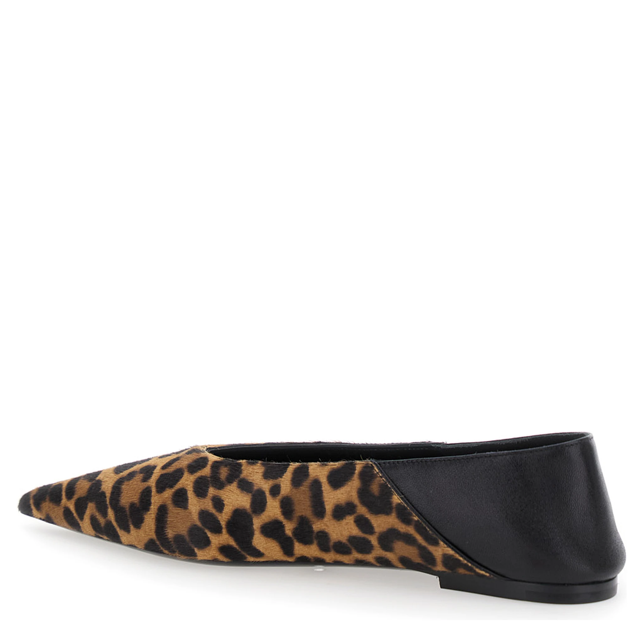 Brown Ballerinas with Leopard Motif and Foldable Buttress in Fabric Woman