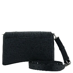 Messenger Downtown Black Cross-Body Bag with B Logo in Semi Matte Leather Man