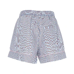 Violet Shorts with Logo Patch on the Front and All-Over Striped Motif in Viscose Blend Woman