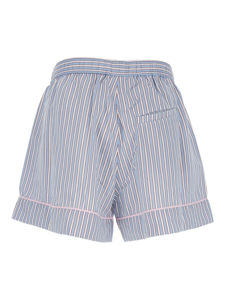Violet Shorts with Logo Patch on the Front and All-Over Striped Motif in Viscose Blend Woman alternative