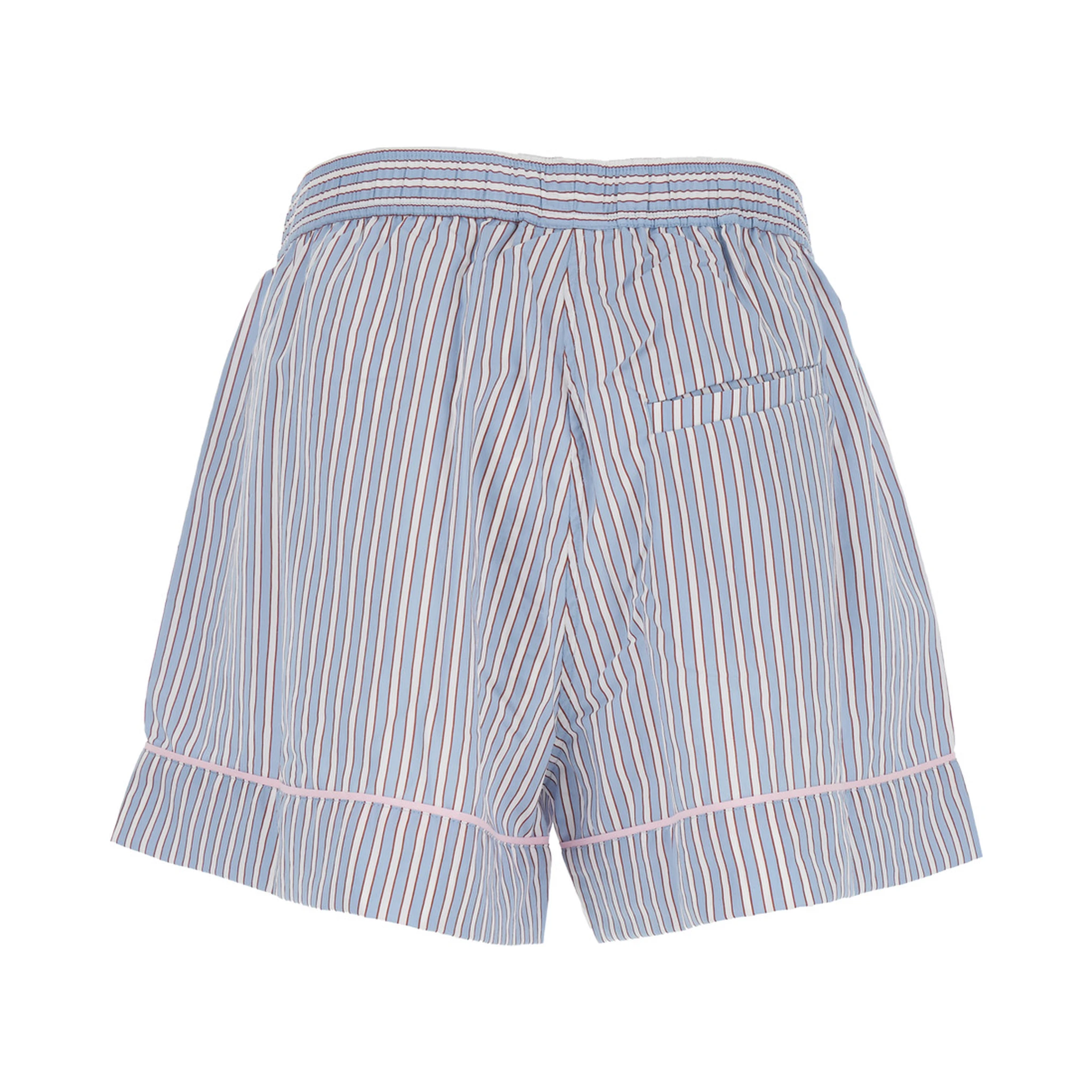 Violet Shorts with Logo Patch on the Front and All-Over Striped Motif in Viscose Blend Woman