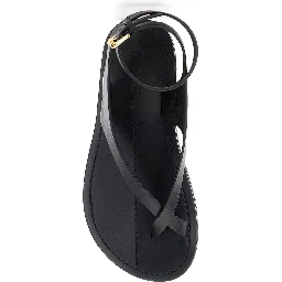 Millar Black Sandals with Criss-Crossed Straps and Buckle Closure in Leather Woman