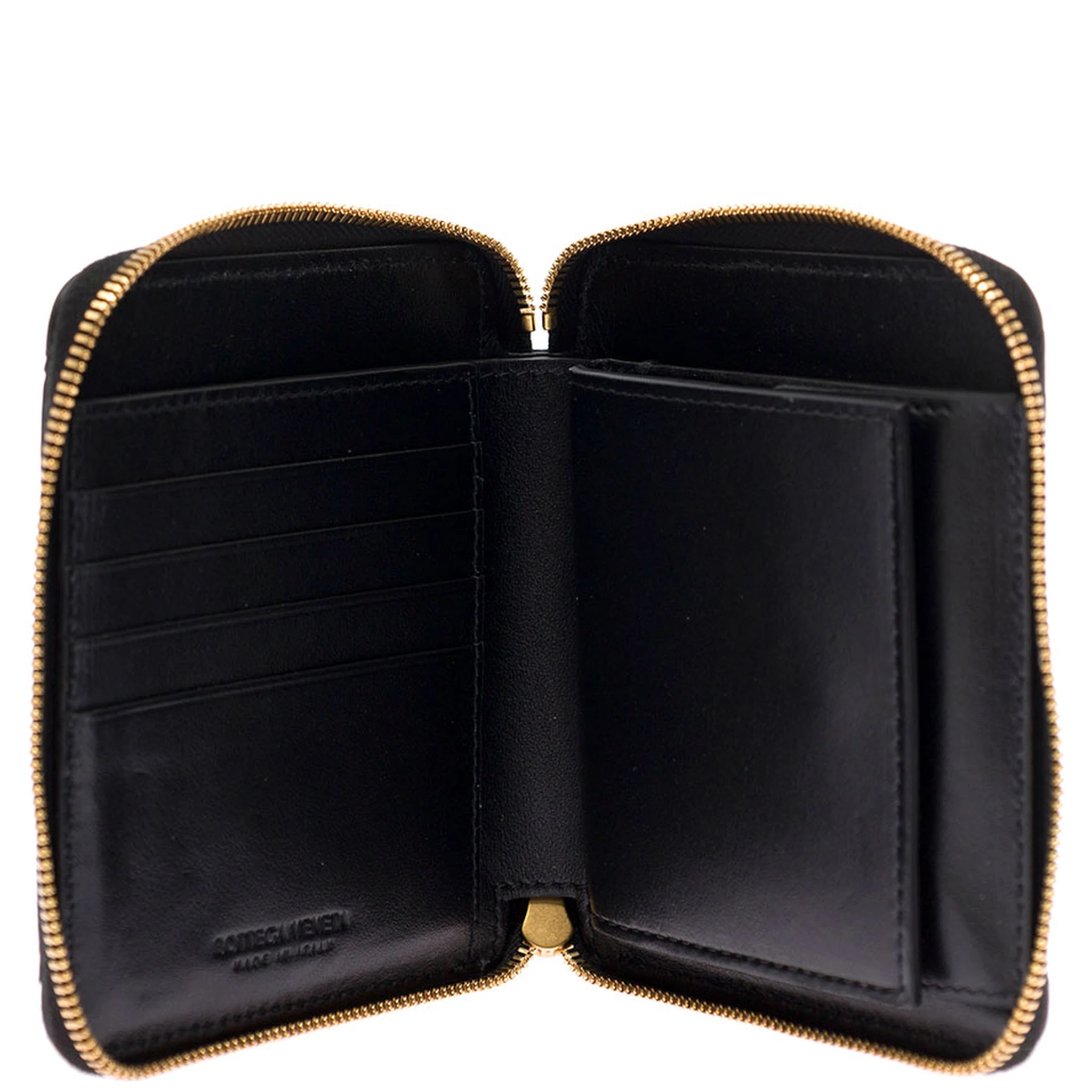 Bottega Veneta Woman Black Intreccio Leather Wallet