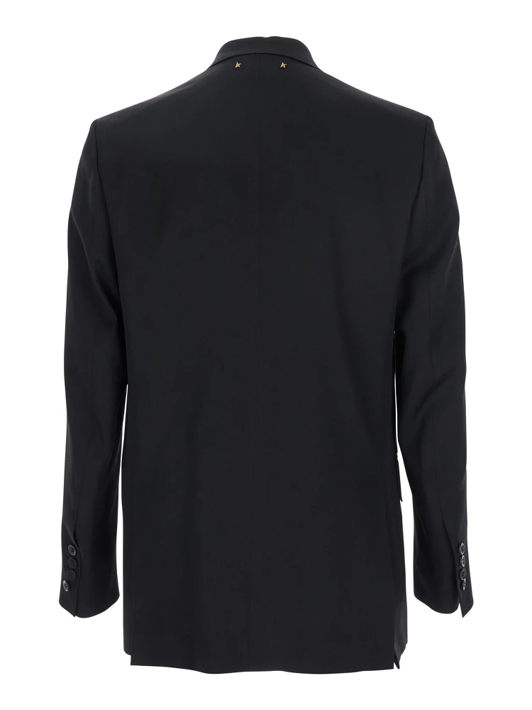 Black Double-Breasted Jacket with Peak Lapels in Virgin Wool Man alternative