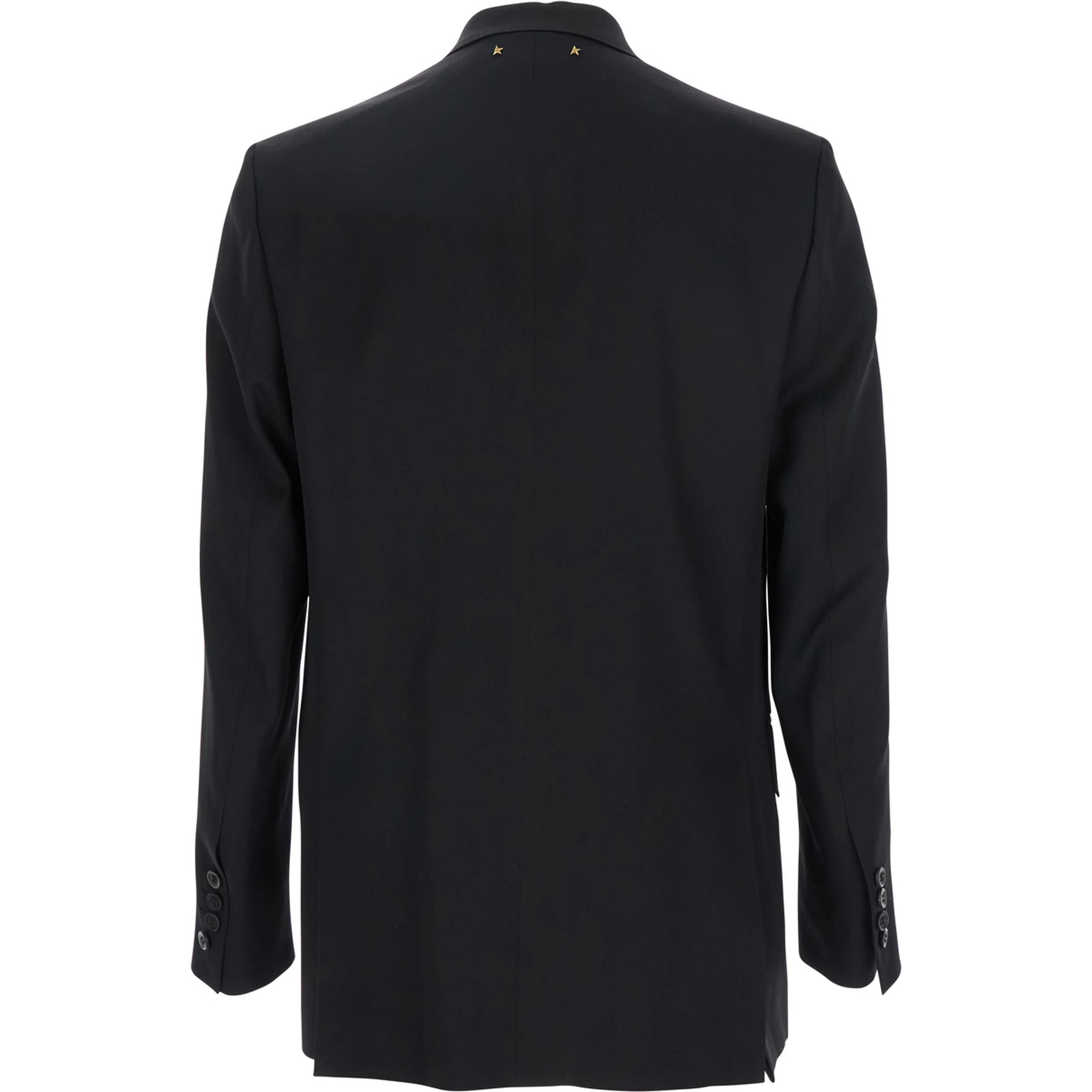 Black Double-Breasted Jacket with Peak Lapels in Virgin Wool Man