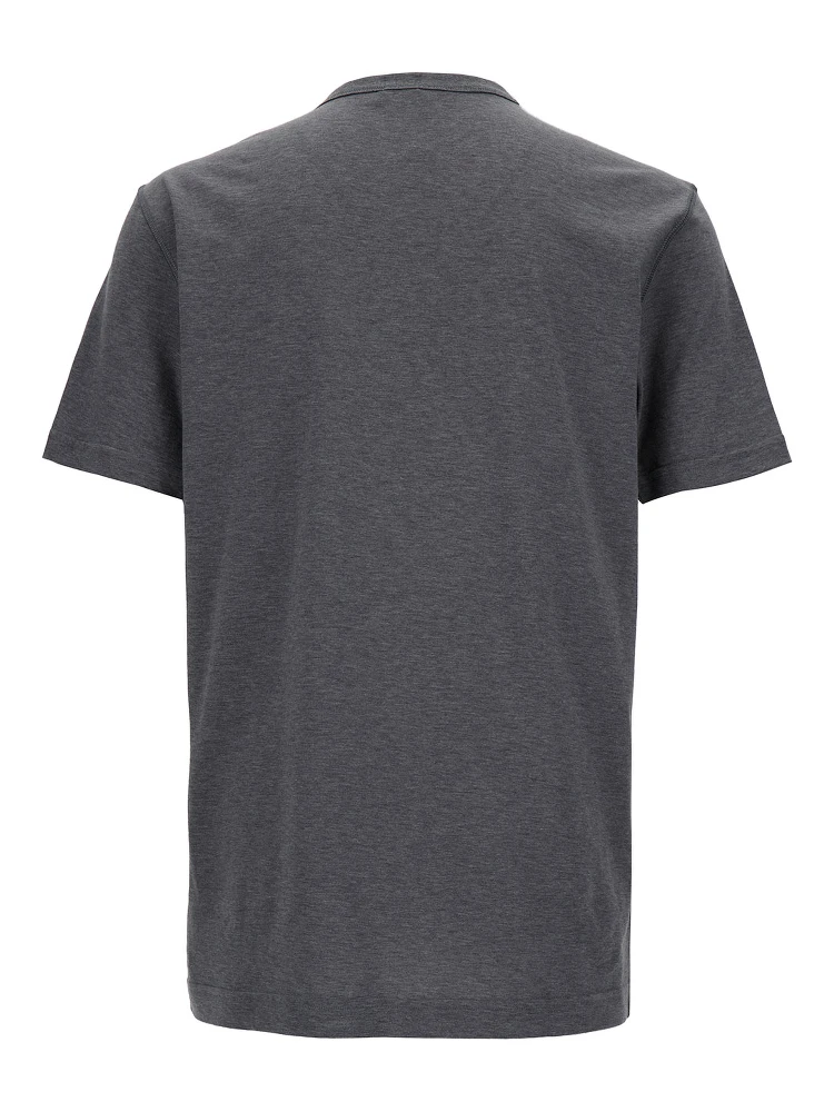 Grey Crewneck T-Shirt with Logo Plaque in Cotton Man alternative