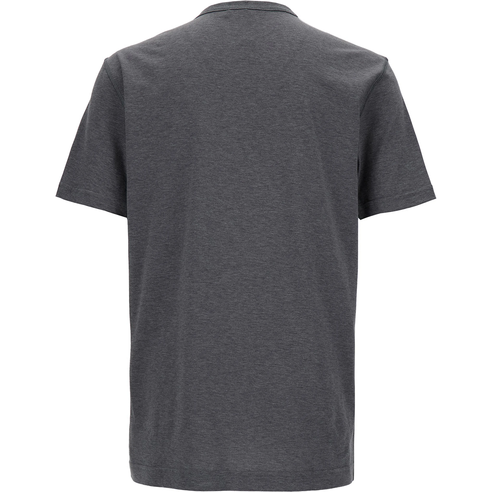 Grey Crewneck T-Shirt with Logo Plaque in Cotton Man