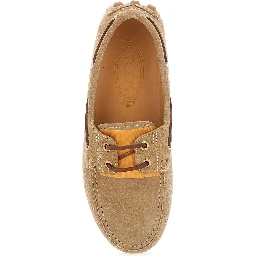 Gommino Beige Loafers with Woven Tie in Suede Woman