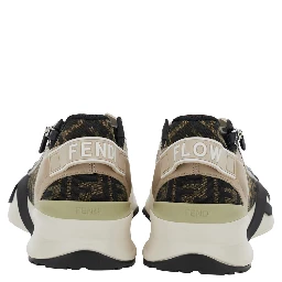 Fendi Flow Beige Low-Top Sneaker with Logo Detail in Leather Man
