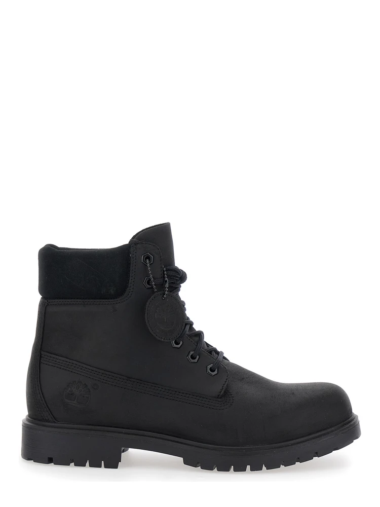 Black Boots with Logo Plate in Leather Man