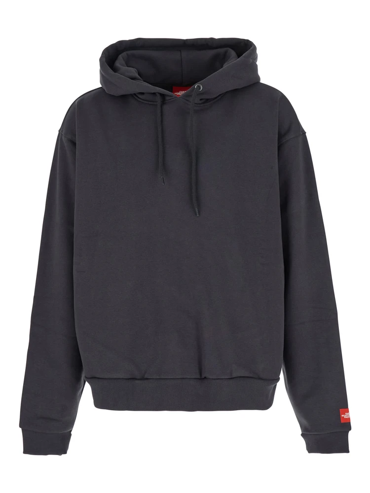 Grey Hoodie with Logo on Sleeve in Cotton Man