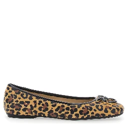 Max Multicolor Ballet Shoes with Logo Love Birds Diamond Cut on the Front and Leopard Motif in Suede Woman