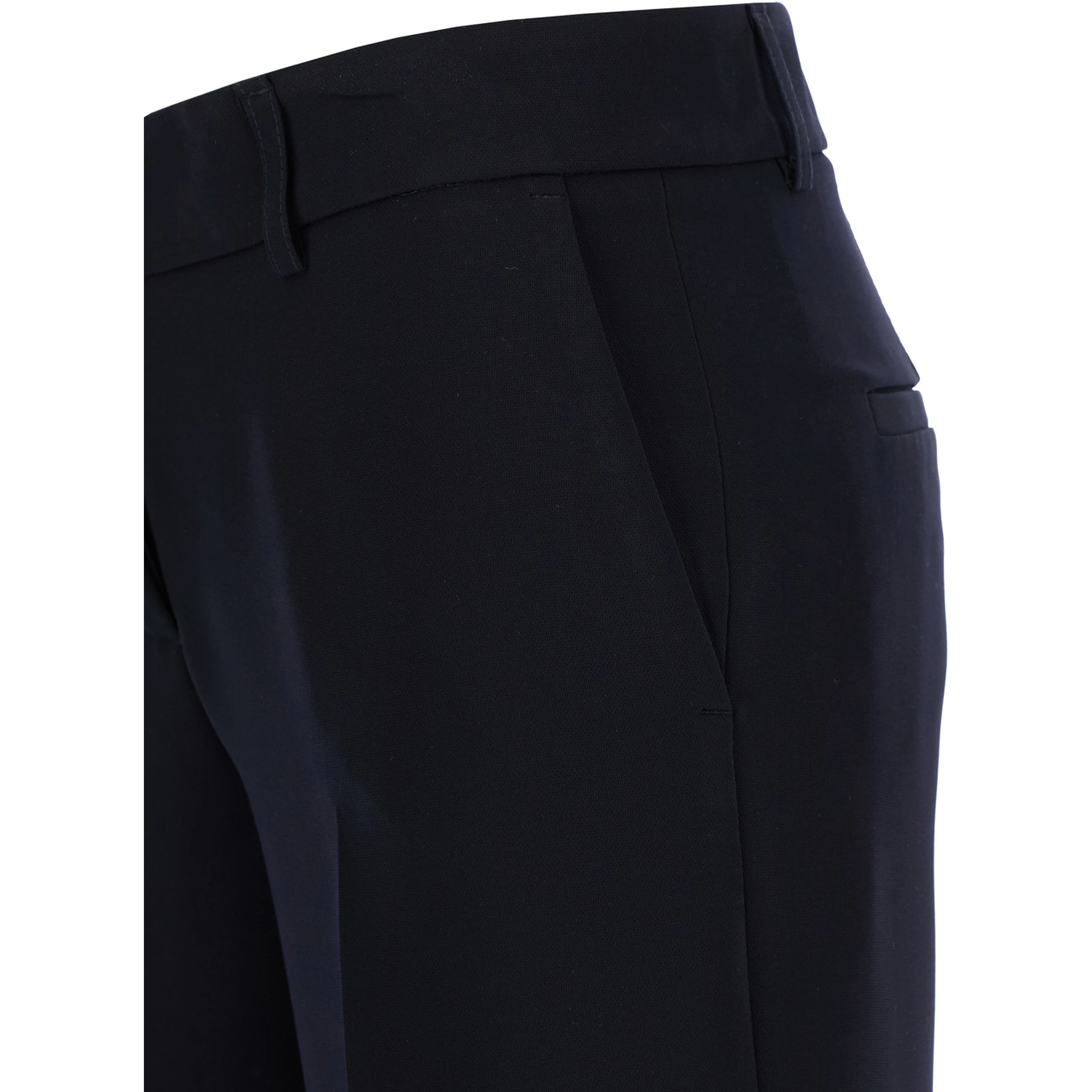 Straight Blue Pants with Belt Loops in Fabric Woman