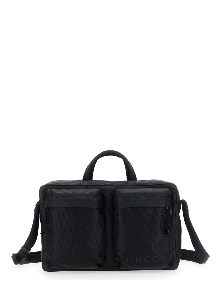 Black Suitcase with Tone-on-Tone GG All-Over Motif in Tech Fabric Man