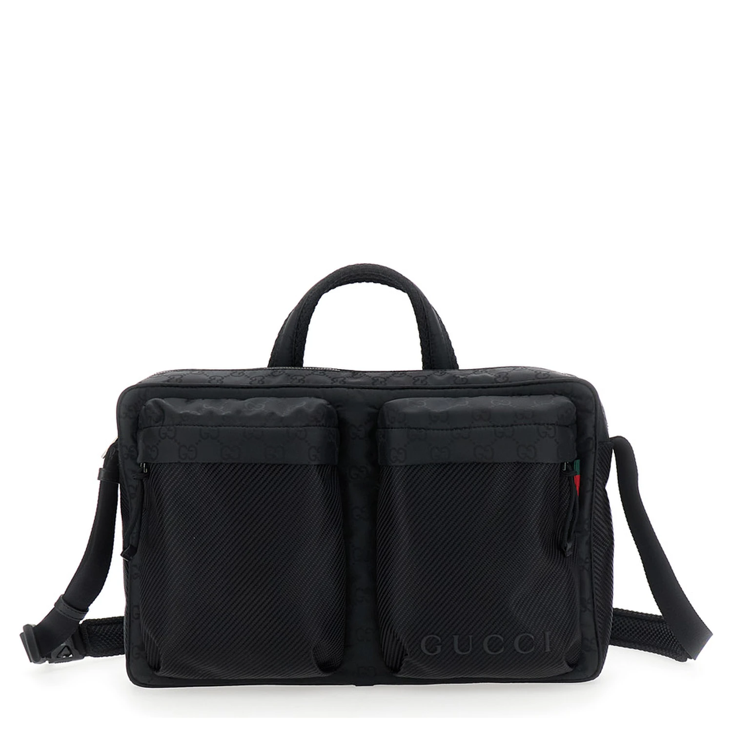 Black Suitcase with Tone-on-Tone GG All-Over Motif in Tech Fabric Man