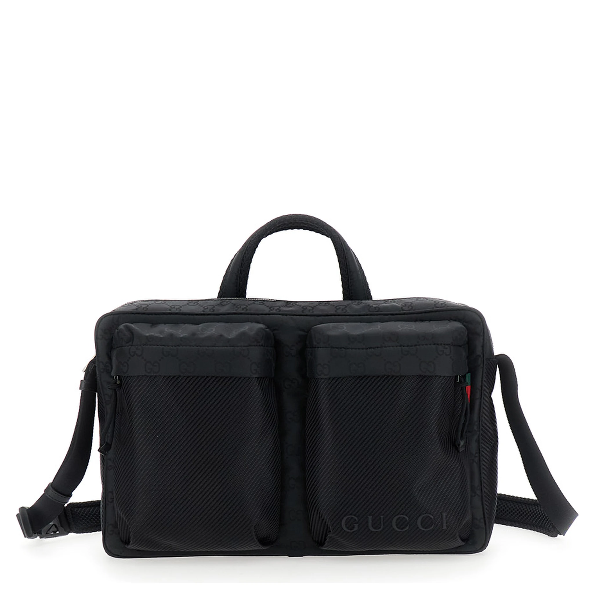 Black Suitcase with Tone-on-Tone GG All-Over Motif in Tech Fabric Man