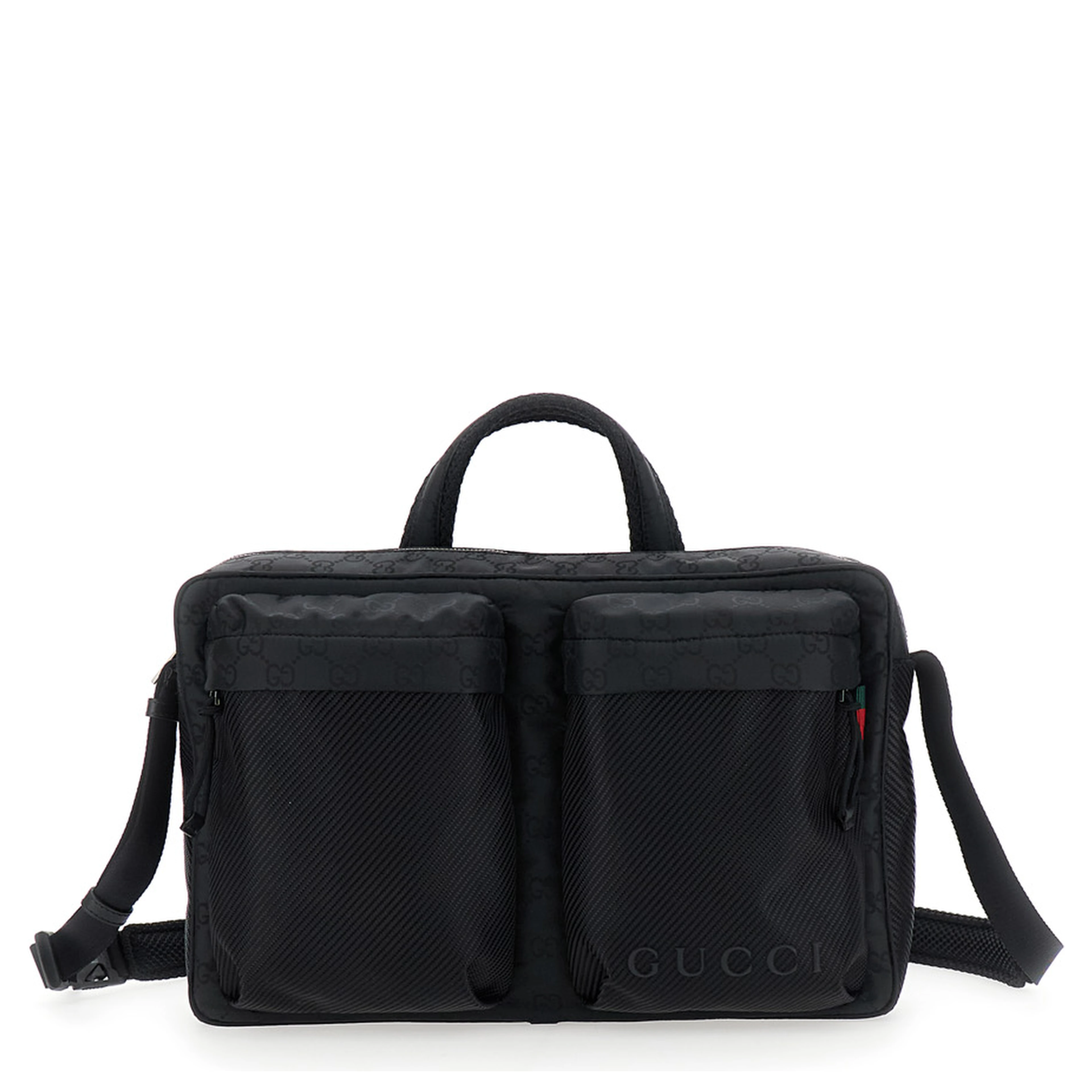 Black Suitcase with Tone-on-Tone GG All-Over Motif in Tech Fabric Man