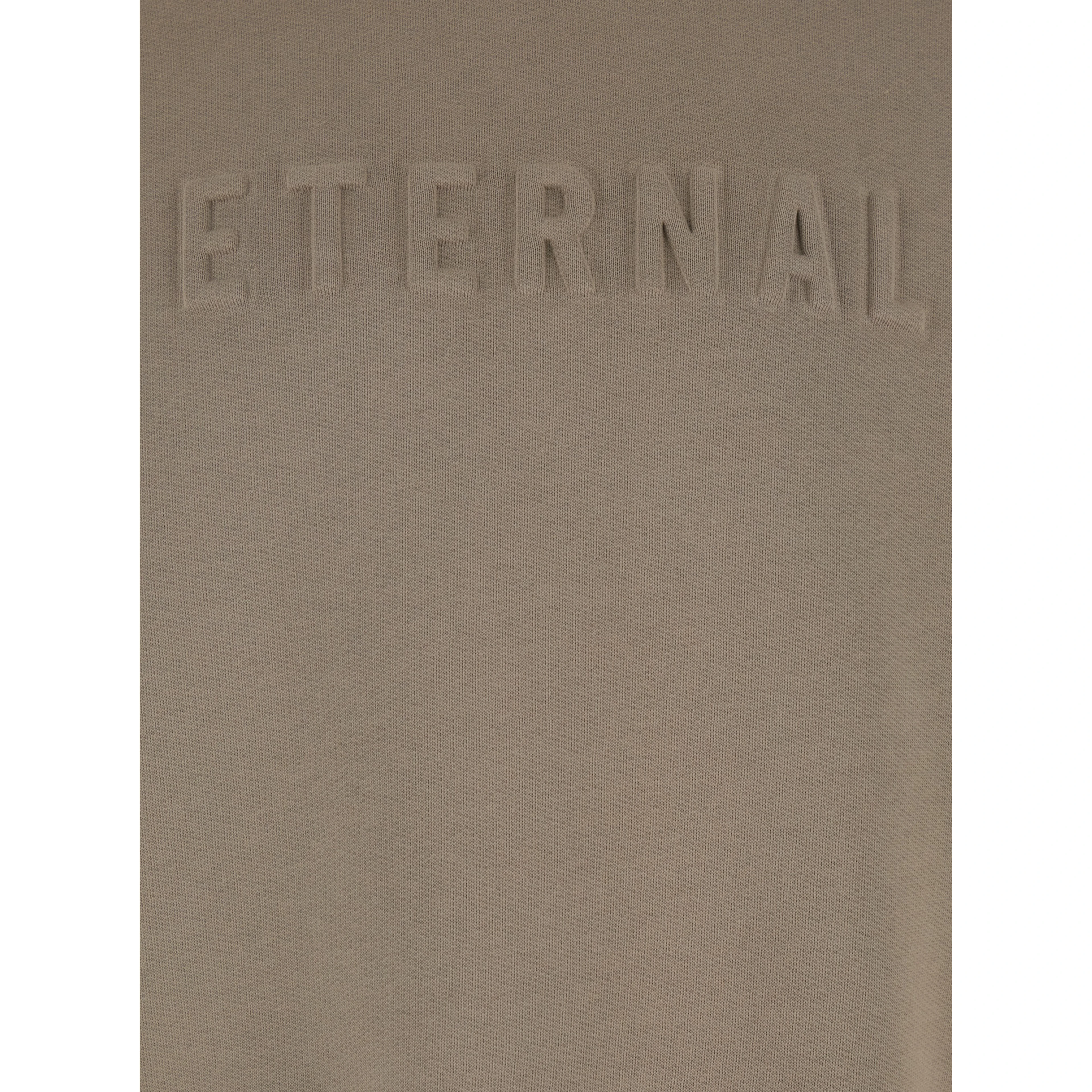 Eternal Beige Crewneck T-Shirt with Dropped Shoulders and Tonal Embroidery on the Front in Cotton Blend Man
