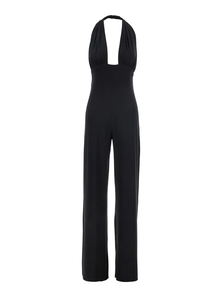 CROSS HALTER STRAIGHT LEG JUMPSUIT