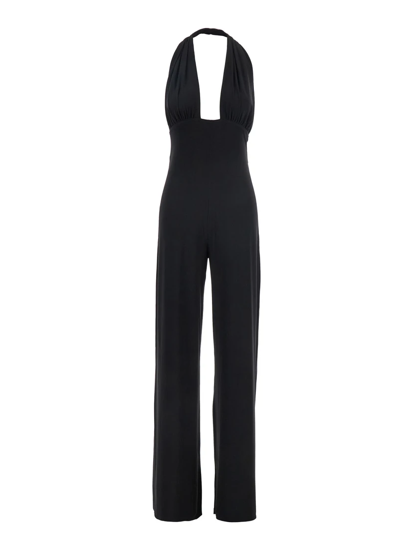 CROSS HALTER STRAIGHT LEG JUMPSUIT