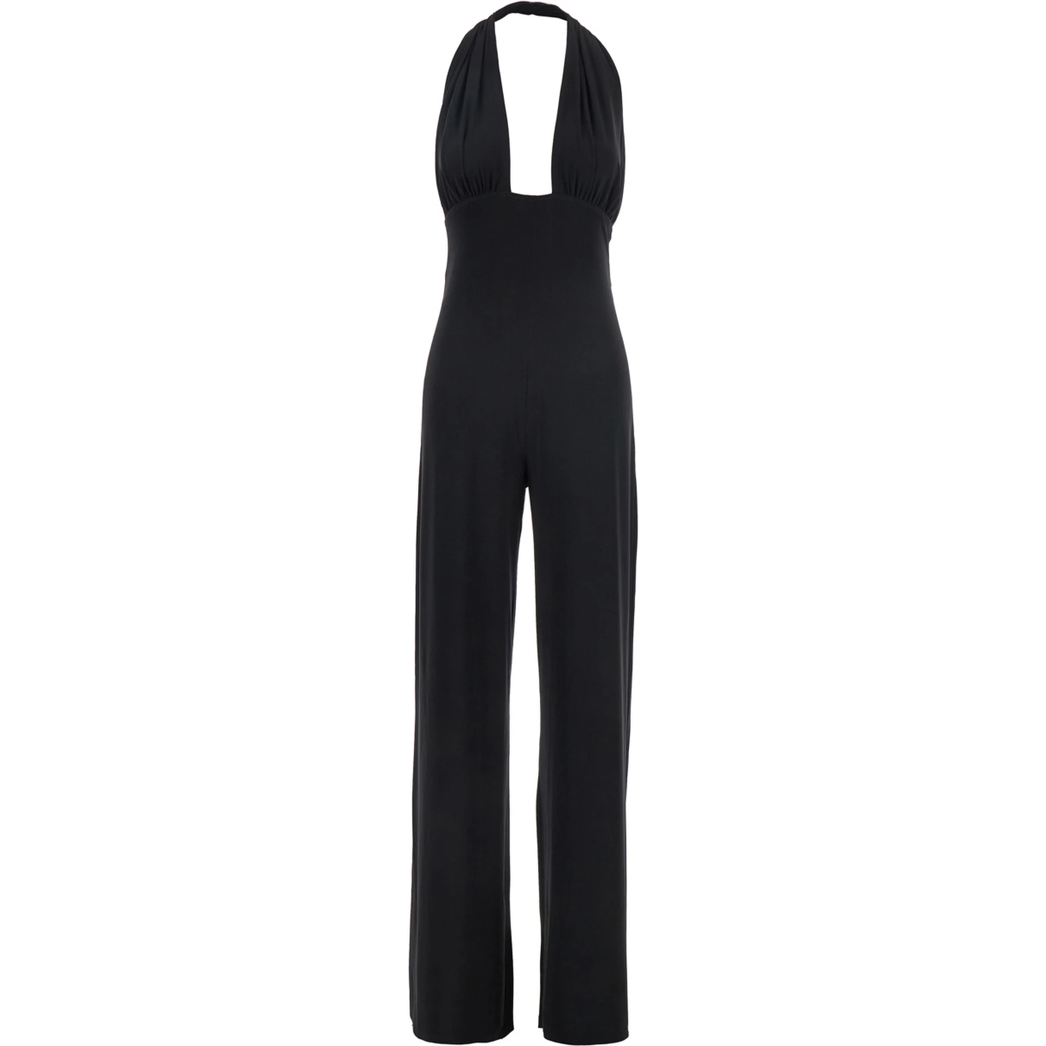 CROSS HALTER STRAIGHT LEG JUMPSUIT