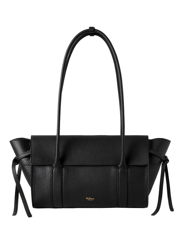 Small Bayswater Black Shoulder Bag with Laminated Logo in Leather Woman
