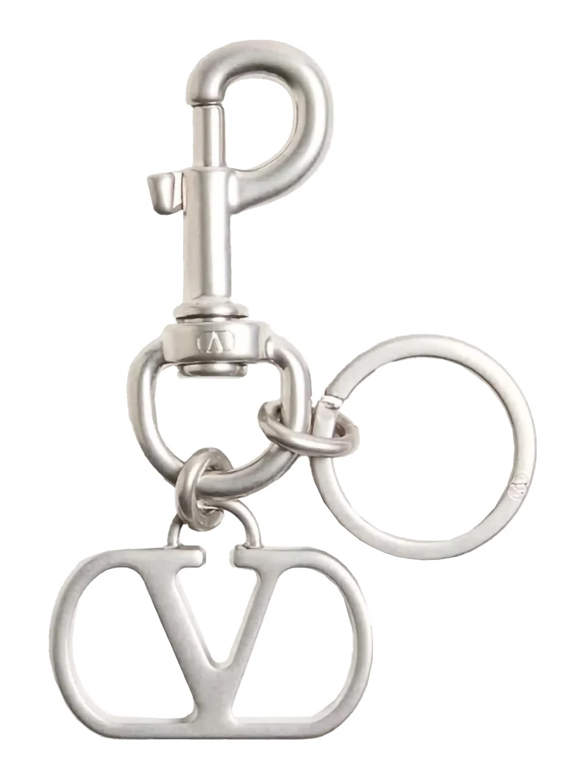 Metallic Keyring with VLogo Charm in Brass Man