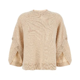 Ampex Beige Crewneck Sweater in Wool and Cashmere Woman