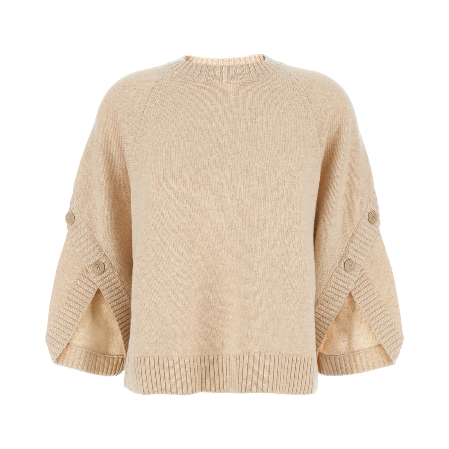 Ampex Beige Crewneck Sweater in Wool and Cashmere Woman