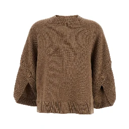 Ampex Brown Crewneck Sweater in Wool and Cashmere Woman