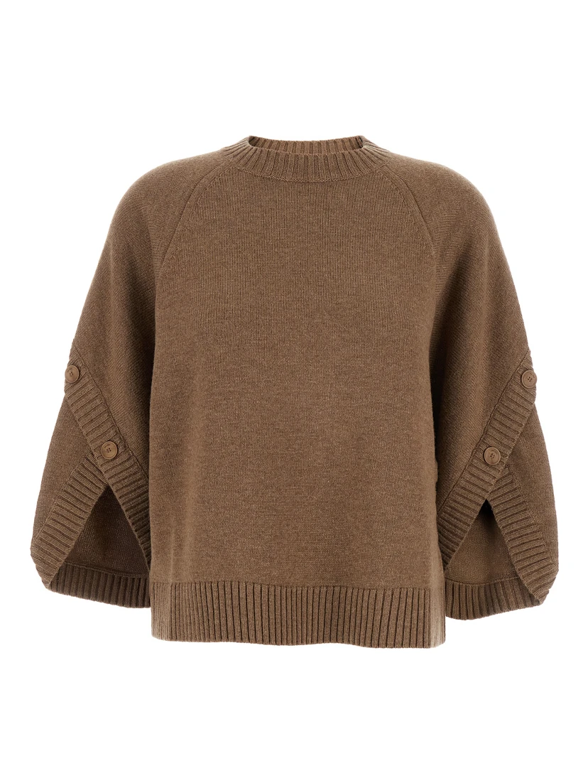 Ampex Brown Crewneck Sweater in Wool and Cashmere Woman