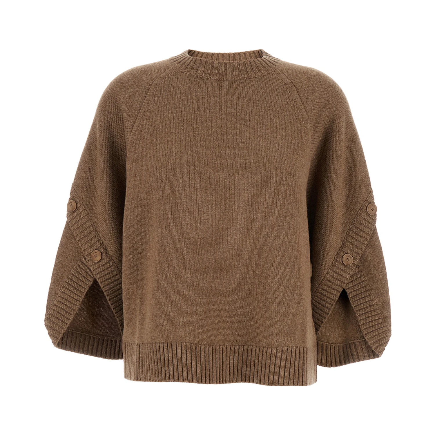 Ampex Brown Crewneck Sweater in Wool and Cashmere Woman