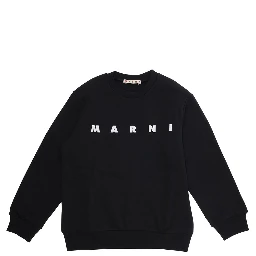 Black Sweatshirt with Logo Lettering on the Front in Cotton Boy
