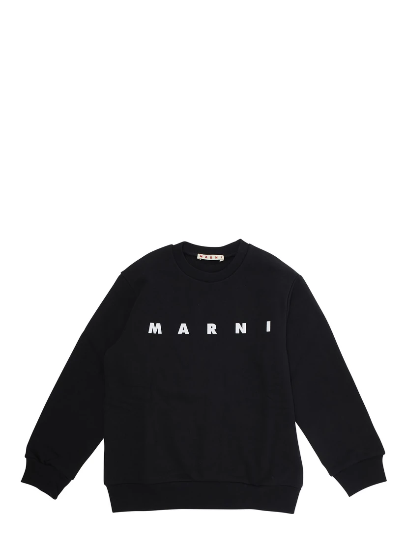 Black Sweatshirt with Logo Lettering on the Front in Cotton Boy