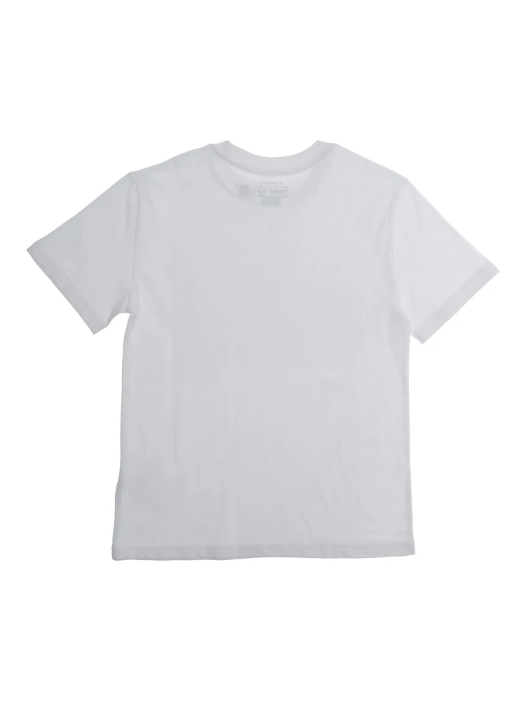 White Crewneck T-Shirt with Print on the Front in Cotton Boy