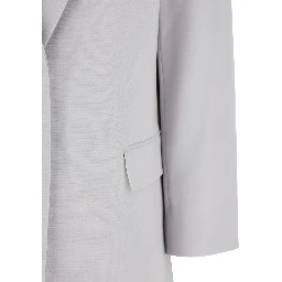 Grey Single Breasted Jacket with Classic Lapels in Tech Fabric Woman
