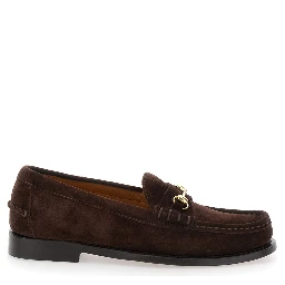 Joe Modena Brown Pull-On Loafers with Horsebit Detail in Suede Woman