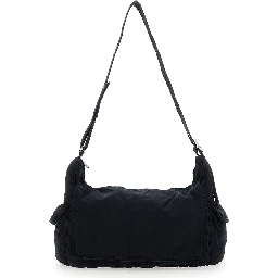Black Shoulder Bag with Adjustable Shoulder Strap in Cotton Twill Man