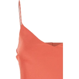 Orange Dress with Thin Straps in Fabric Woman