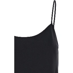 Black Tank Top with U Neckline in Satin Fabric Woman