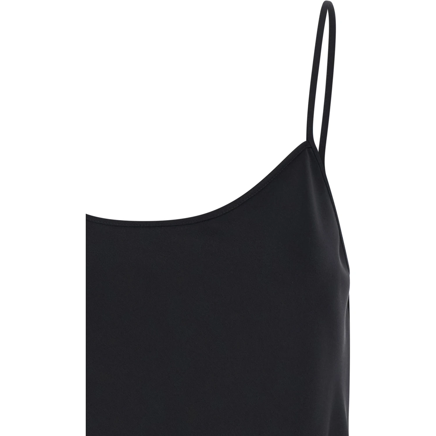 Black Tank Top with U Neckline in Satin Fabric Woman