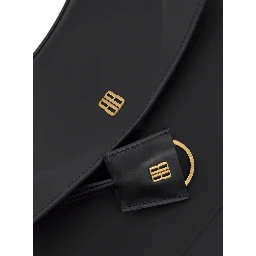 Nano Black Medium Handbag with Adjustable and Removable Shoulder Strap and Embossed Logo Lettering on the Rear in Leather Woman