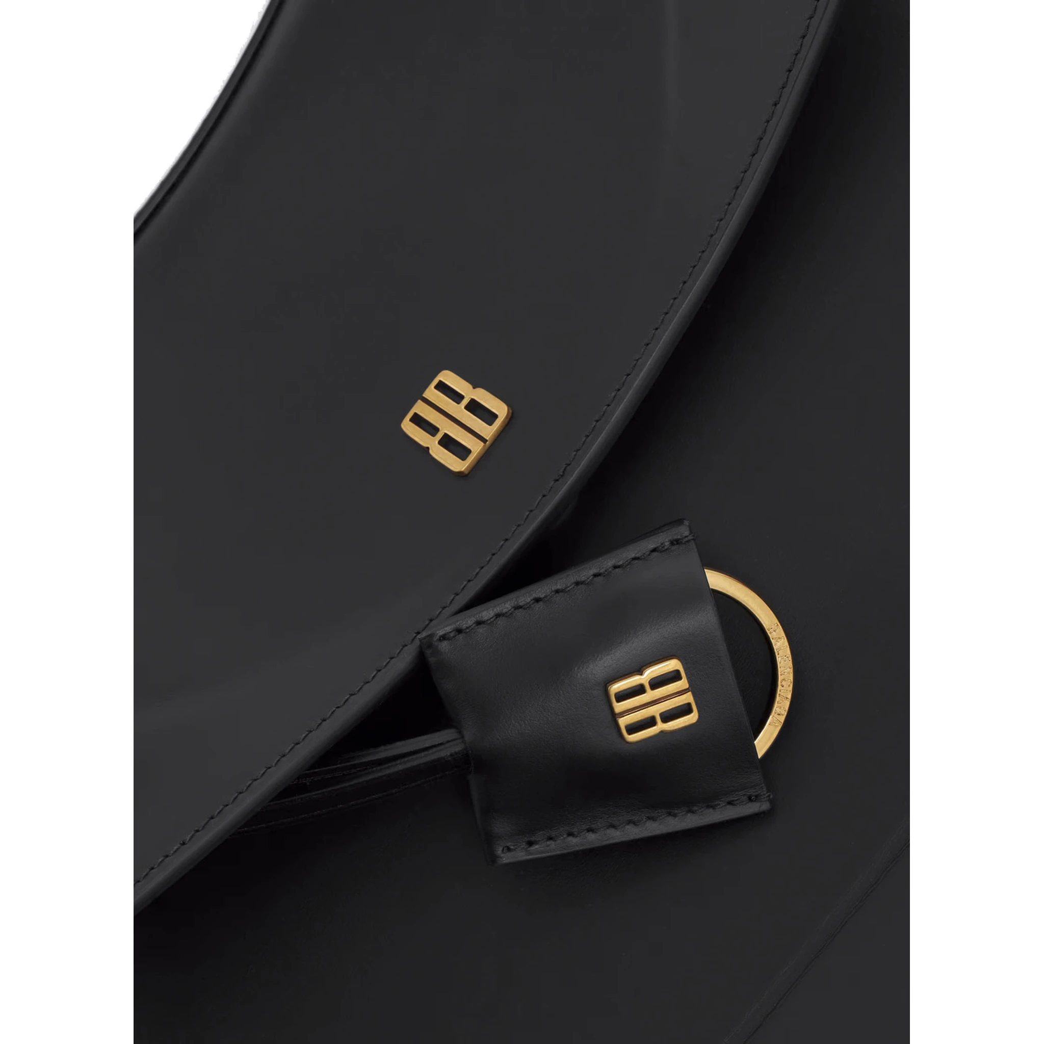 Nano Black Medium Handbag with Adjustable and Removable Shoulder Strap and Embossed Logo Lettering on the Rear in Leather Woman